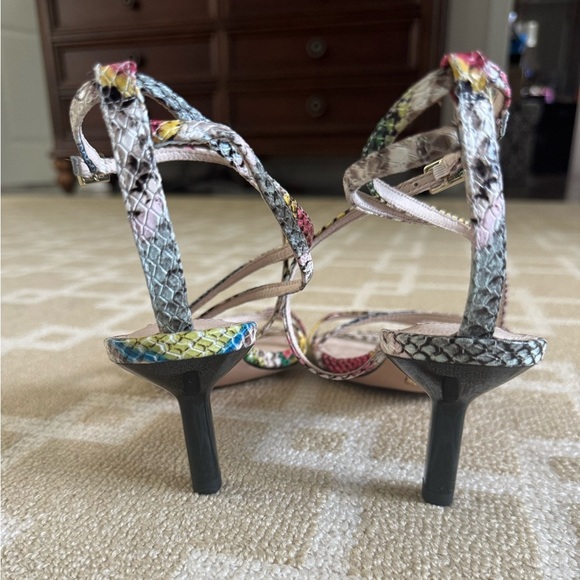 New Louise Et Cie Hansel Strappy Kitten Heel Sandal Multi Snake Print Leather 9M - Picture 11 of 12